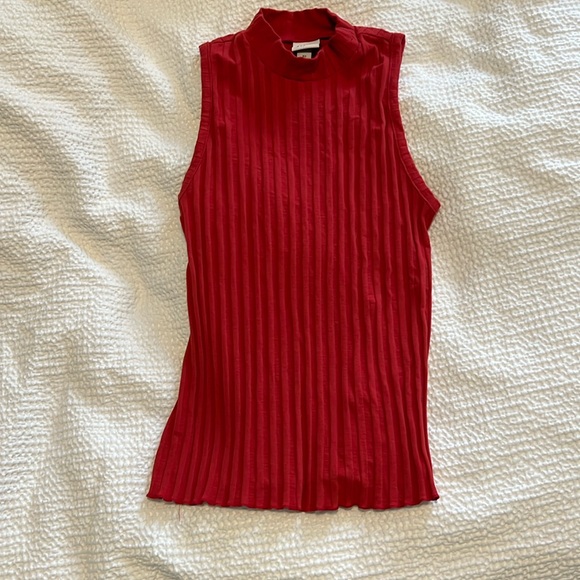 a new day | Tops | A New Day Red Mock Neck Sleeveless Ribbed Tank Xs ...